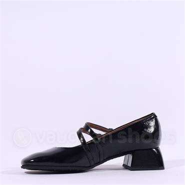 Wonders Fleur 2 Strap Low Heel Mary Jane - Black Patent